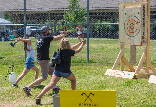 Celebrating Canada Day during FunFest 2019: Ax throwing fun